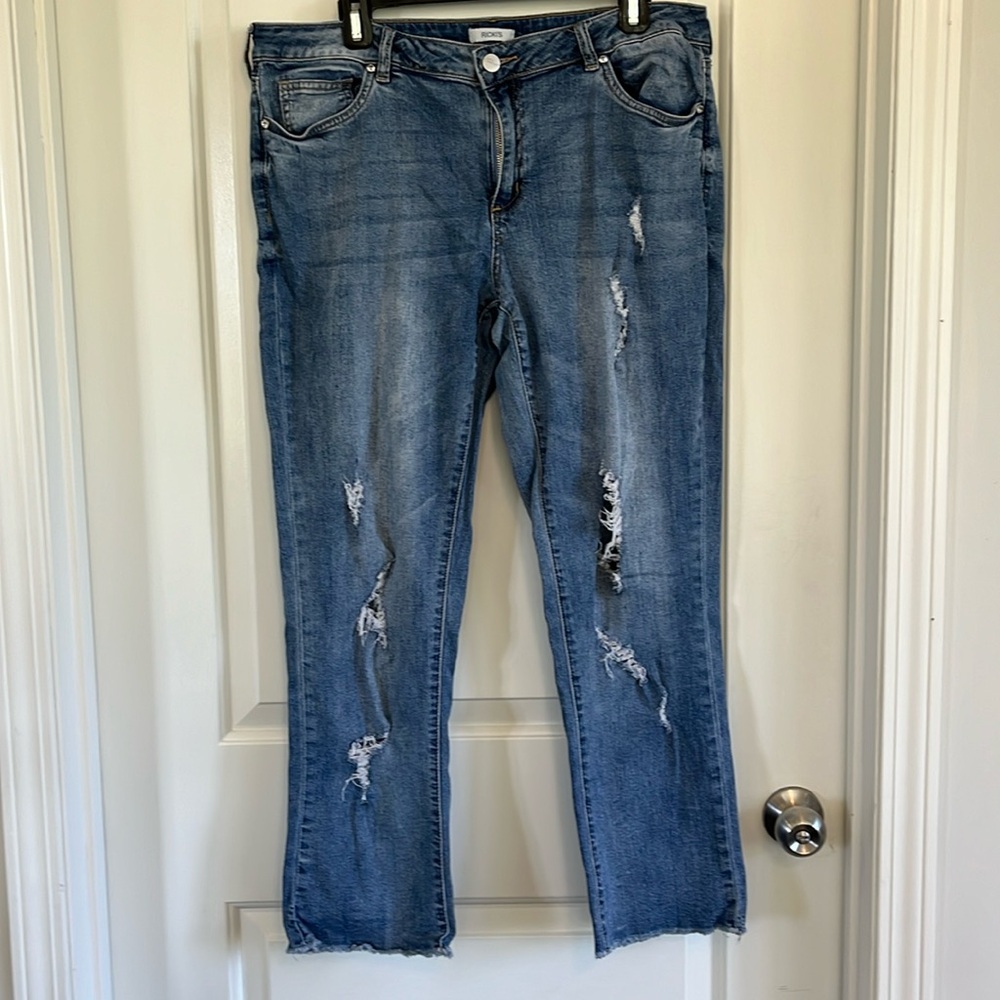Ricki’s distressed raw edge jeans size 12